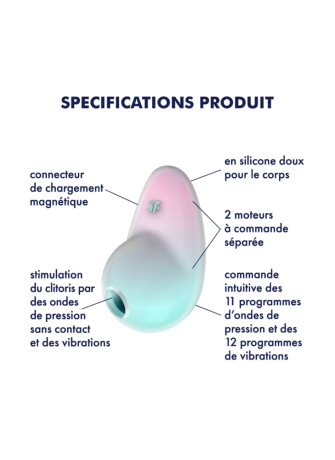 Stimulateur clitoridien par onde de pression sans contact et par vibration USB vert et rose, Pixie Dust Satisfyer - CC597837